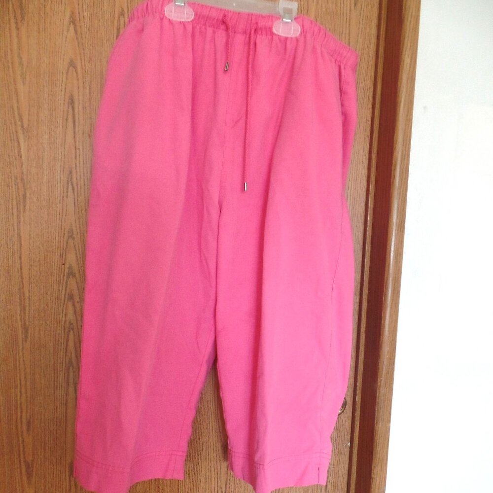 Paradise Bay Ladies' Hot Pink Elastic Waist Drawstring Capris, Size PL